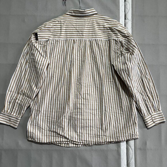 Akademiks Dress Shirt Men's XL Long Sleeve Orange White Striped 100% Cotton - Picture 14 of 16